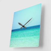 Blue Turquoise Ocean Wall Clock Vierkante Klok (Hoek)