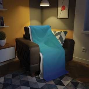 Blue Turquoise Ombre Modern Fleece Deken