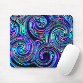 Blue Turquoise Paars roze spiral Art Patroon Muismat