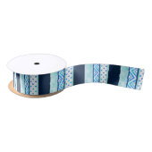 Blue Turquoise Polka Dot Geometric Stripes Satijnen Lint (Spoel)