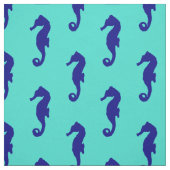 Blue Turquoise Seahorse Coastal Pattern Stof (Swatch)