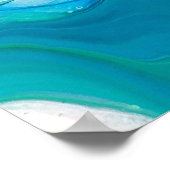 Blue Turquoise Swirls Marble Abstracte Art Poster (Hoek)