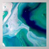 Blue Turquoise Swirls Marble Abstracte Art Poster (Voorkant)