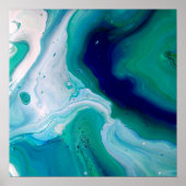 Blue Turquoise Swirls Marble Abstracte Art Poster (Voorkant)
