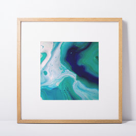 Blue Turquoise Swirls Marble Abstracte Art Poster