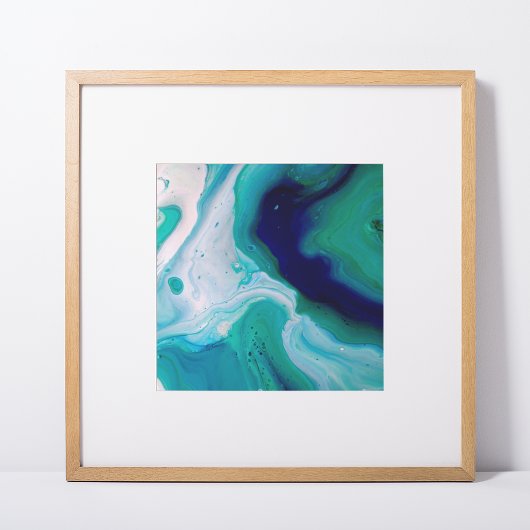 Blue Turquoise Swirls Marble Abstracte Art Poster