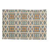 Blue Turquoise Teal Orange Brown Tribal Pattern Kussensloop (Achterkant-Links)
