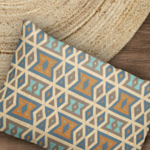 Blue Turquoise Teal Orange Brown Tribal Pattern