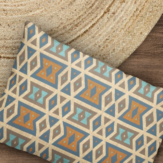 Blue Turquoise Teal Orange Brown Tribal Pattern Kussensloop