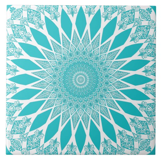 Blue Turquoise Tristyns Mandala Tegeltje (Voorkant)