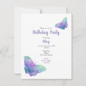 Blue Turquoise Violet Waterverf Butterflies Kaart (Voorkant)