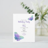 Blue Turquoise Violet Waterverf Butterflies Kaart (Staand voorkant)