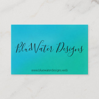Blue Turquoise-Waterverf met kalligrafiefont Visitekaartje