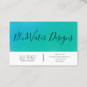 Blue Turquoise-Waterverf met kalligrafiefont Visitekaartje (Achterkant)
