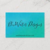 Blue Turquoise-Waterverf met kalligrafiefont Visitekaartje (Voorkant)