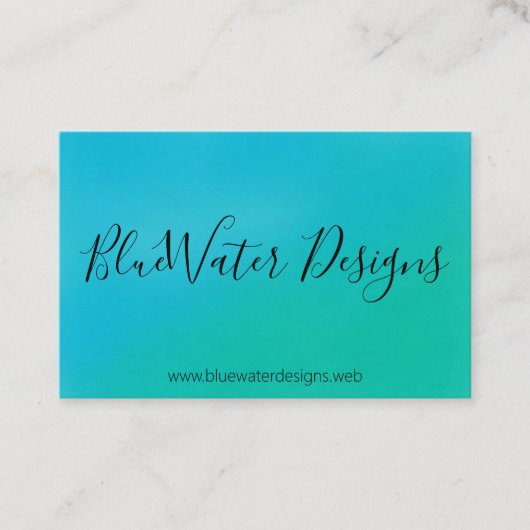 Blue Turquoise-Waterverf met kalligrafiefont Visitekaartje (Voorkant)