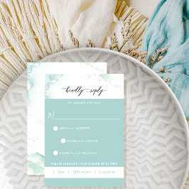 Blue Turquoise-Waterverf met/zonder maaltijdoptie RSVP Kaartje