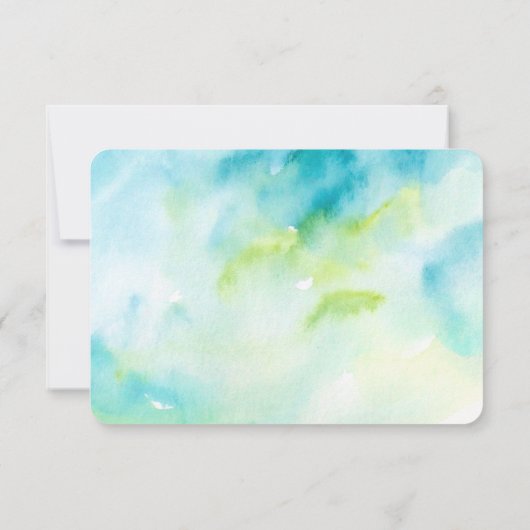 Blue Turquoise Waterverf Wedding Table Place Card Kaart (Achterkant)