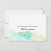 Blue Turquoise Waterverf Wedding Table Place Card Kaart (Voorkant)
