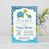 Blue Turtle Baby shower Invitation Kaart (Staand voorkant)