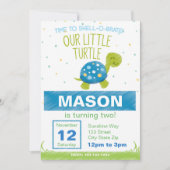 Blue Turtle Birthday Invitation Kaart (Voorkant)