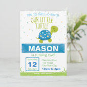 Blue Turtle Birthday Invitation Kaart (Staand voorkant)