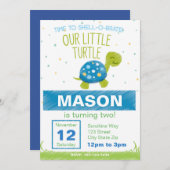 Blue Turtle Birthday Invitation Kaart (Voorkant / Achterkant)