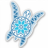 Blue Turtle Cruising Die Cut Turtle Sticker (Voorkant)