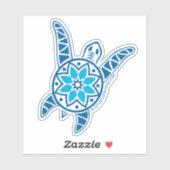 Blue Turtle Cruising Die Cut Turtle Sticker (Vel)