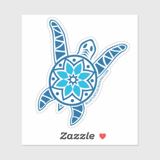 Blue Turtle Cruising Die Cut Turtle Sticker (Vel)