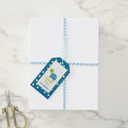 Blue Turtle Gift Label Cadeaulabel (Met Touw)