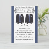 Blue Tuxedo Gay Wedding Invitations Kaart (Staand voorkant)