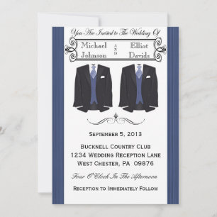 Blue Tuxedo Gay Wedding Invitations Kaart