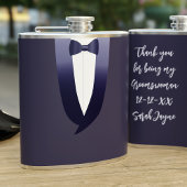 Blue Tuxedo Hartelijk dank voor uw Groomswomen Wed Heupfles