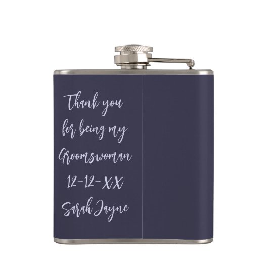 Blue Tuxedo Hartelijk dank voor uw Groomswomen Wed Heupfles (Achterkant)