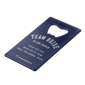 Blue Tuxedo Team Bride Credit Kaart Bottle Opener Creditkaart Flessenopener (Voorkant Gekanteld)