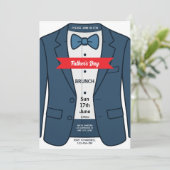 Blue Tuxedo Vaderdag Brunch Uitnodiging (Staand voorkant)