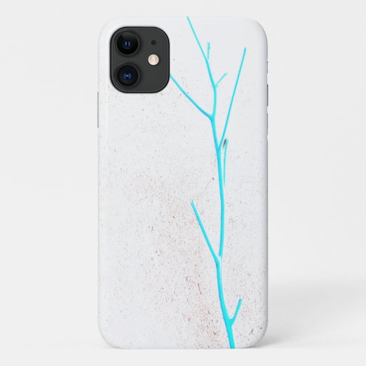 Blue Twig White Concrete Texture iPhone 11 Hoesje (Achterkant)