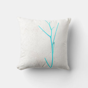 Blue Twig White Concrete textuur Cushion Pillow Kussen