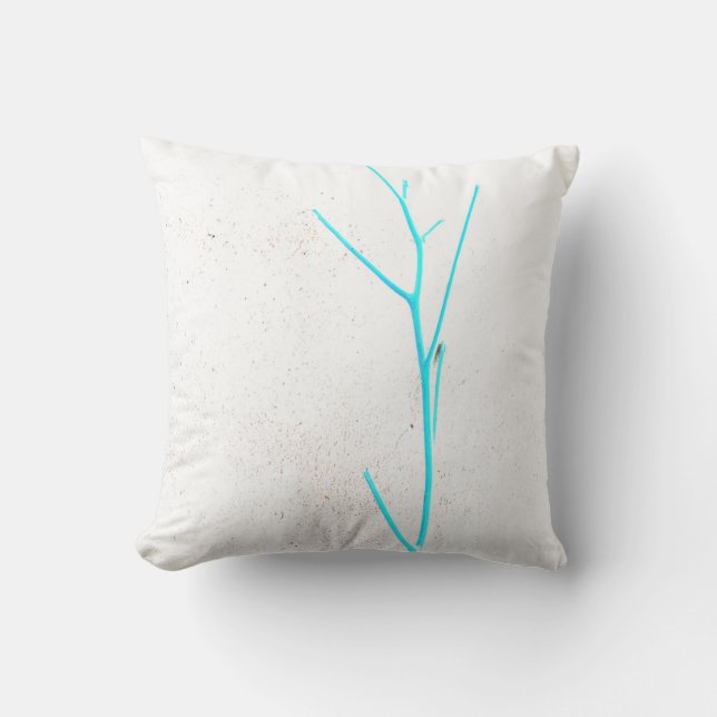 Blue Twig White Concrete textuur Cushion Pillow Kussen (Voorkant)