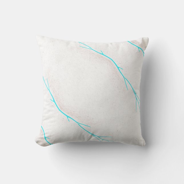 Blue Twig White Concrete textuur Cushion Pillow Kussen (Voorkant)