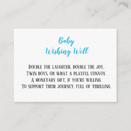Blue Twin Baby Boys Wishing Well Baby shower Informatiekaartje