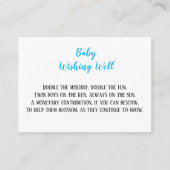 Blue Twin Baby Boys Wishing Well Baby shower Informatiekaartje (Voorkant)