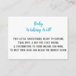 Blue Twin Baby Boys Wishing Well Baby shower Informatiekaartje