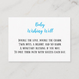 Blue Twin Baby Boys Wishing Well Baby shower Informatiekaartje