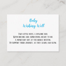 Blue Twin Baby Boys Wishing Well Baby shower Informatiekaartje
