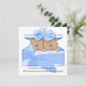 Blue TWIN Baby shower Invitation African American Kaart (Staand voorkant)