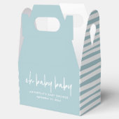 Blue twin baby shower party typografie modern bedankdoosjes (Geopend)