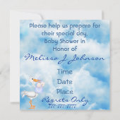 BLUE TWIN Baby shower Uitnodiging (Achterkant)