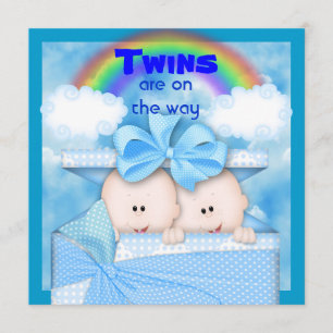 BLUE TWIN Baby shower Uitnodiging